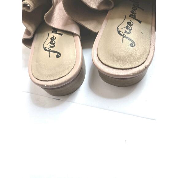 Free People Sienna Mules Size 6 -6.5 (36.5) Leather Ruffle Slides Pointy Pink - Picture 10 of 10